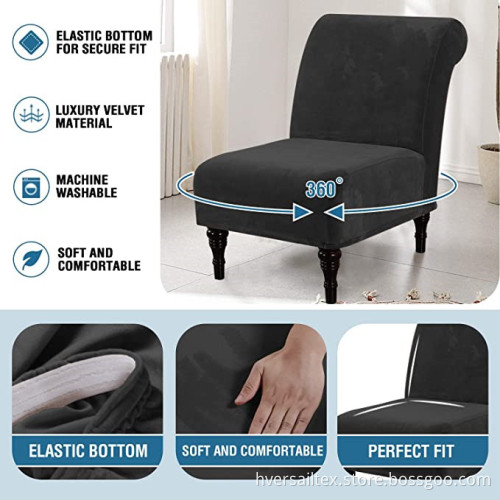 Velvet Accent Chair Covers Stretch Armless Chair Covers